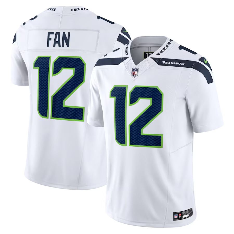 Men Seattle Seahawks #12 Fan Nike White Vapor F.U.S.E. Limited NFL Jersey